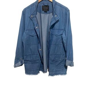 Sanctuary Women’s Blue Top Button & Zipper‎ Closure Crafted & Tailored Size XL